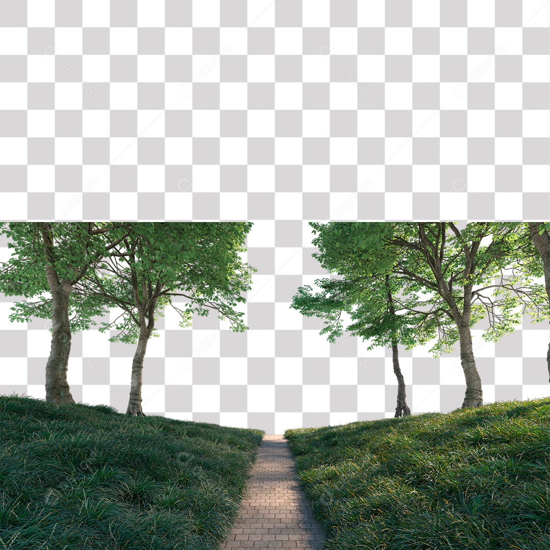 Árvores verdes Estrada PNG Transparente