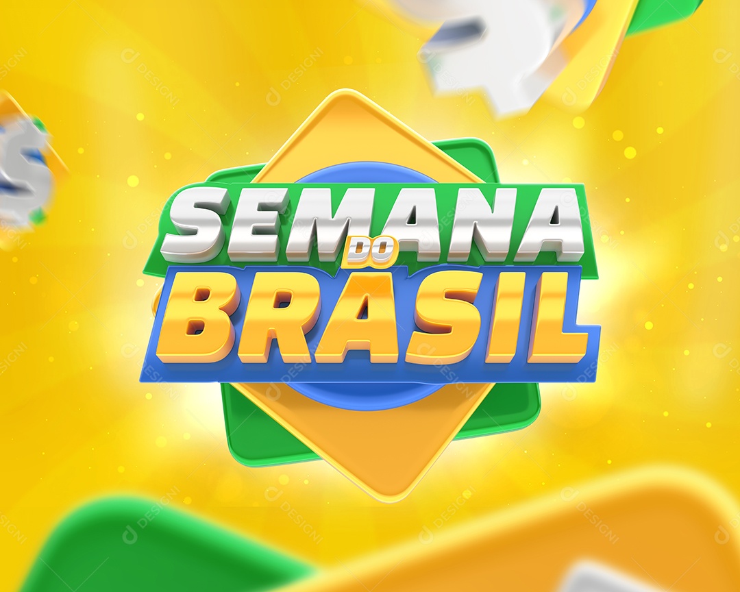 Semana do Brasil Selo 3D para Composição PSD