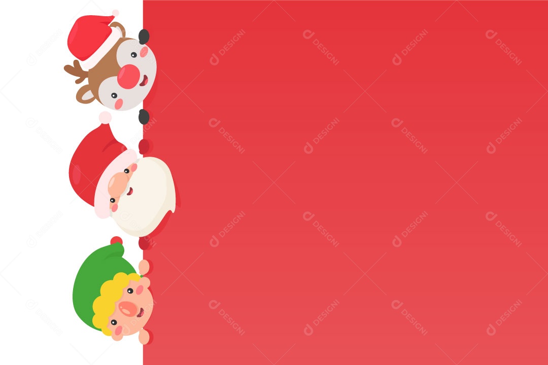 Conjunto de personagens natalinos papai noel rena e elfo Vetor EPS