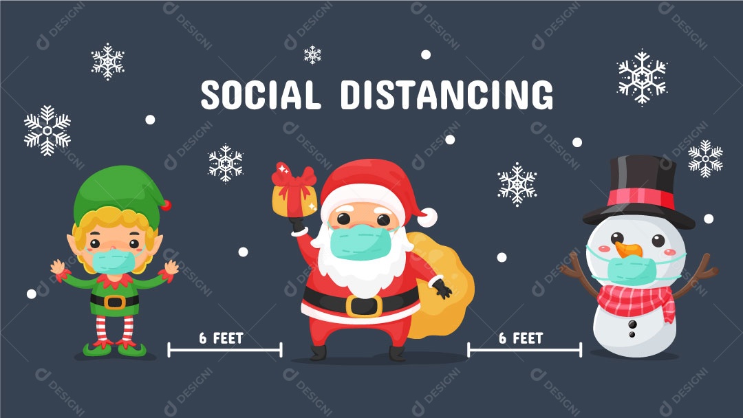 Distanciamente social personagens natalino Vetores EPS