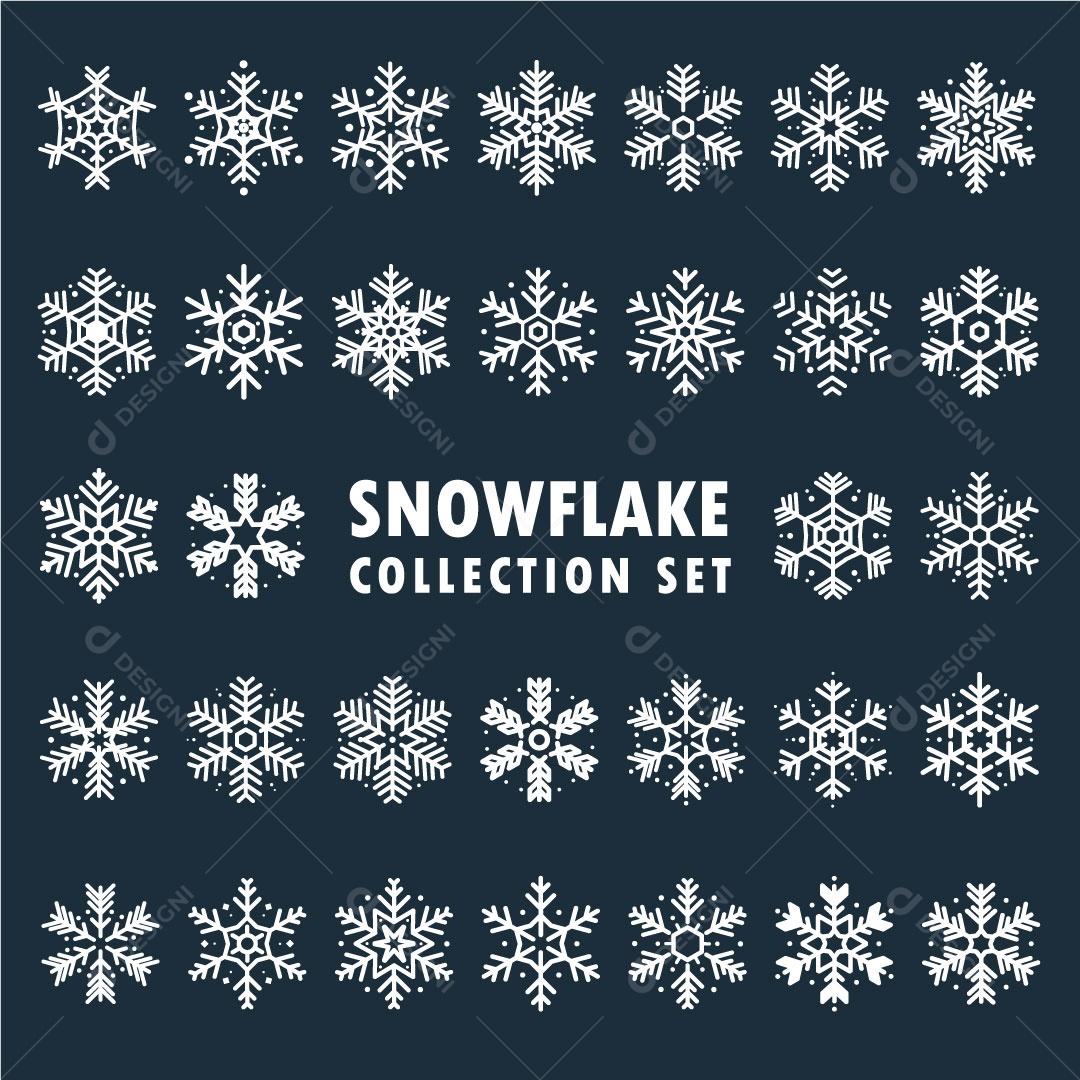 Conjunto de flocos de neve natalino Ilustração vetorial EPS