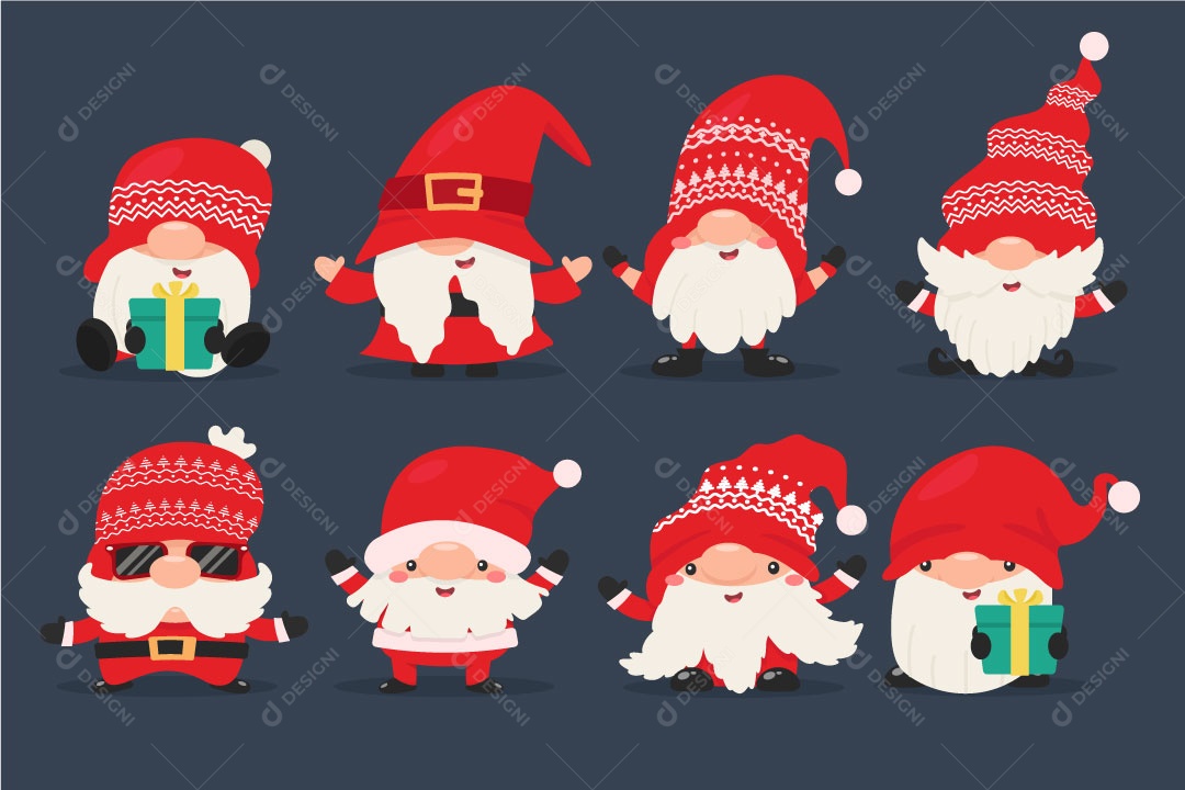 Conjunto de personagens natalino Papai Noel vetor EPS
