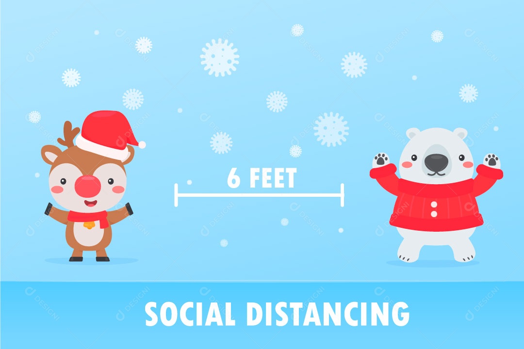 Distanciamente social personagens natalino Vetores EPS