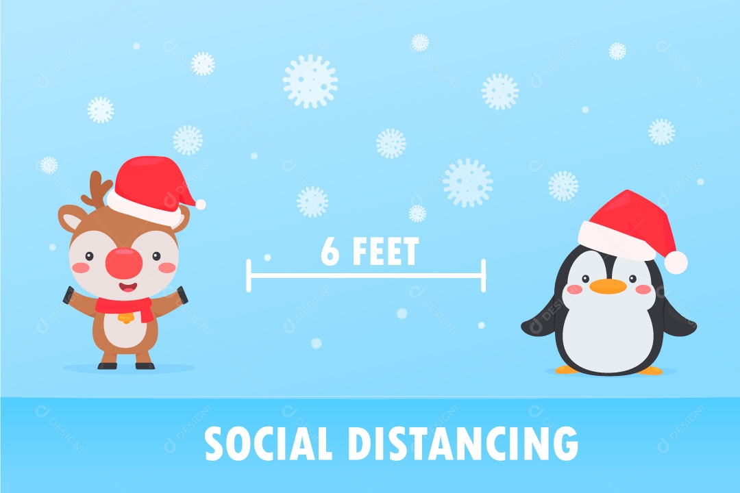 Distanciamente social personagens natalino Vetores EPS