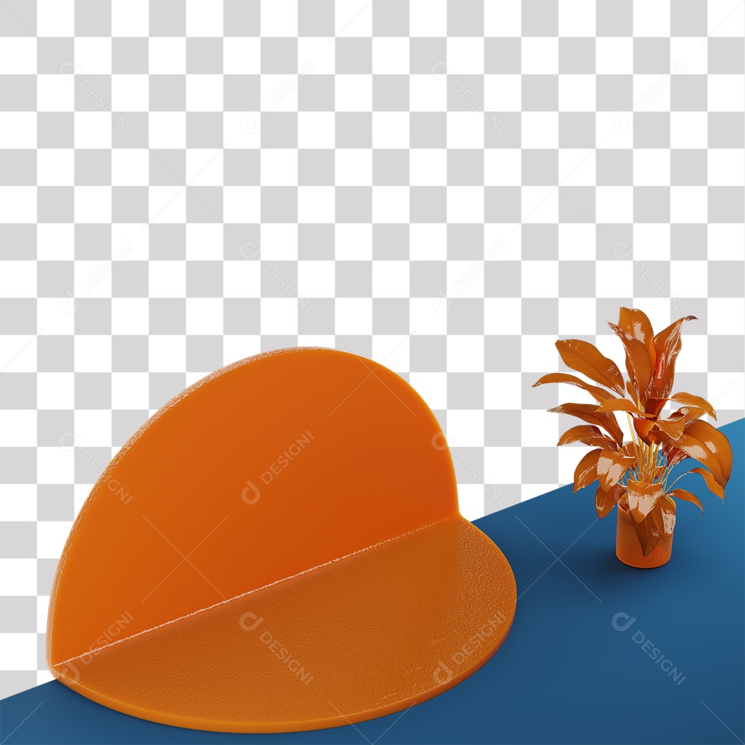 Cenário Azul Laranja Elemento 3D PNG Transparente