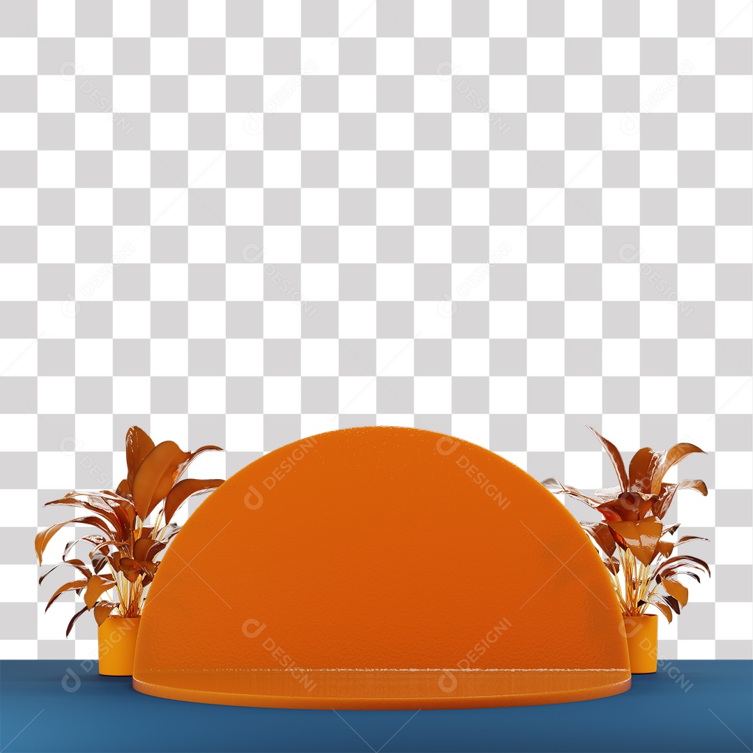 Cenário Azul Laranja Elemento 3D PNG Transparente