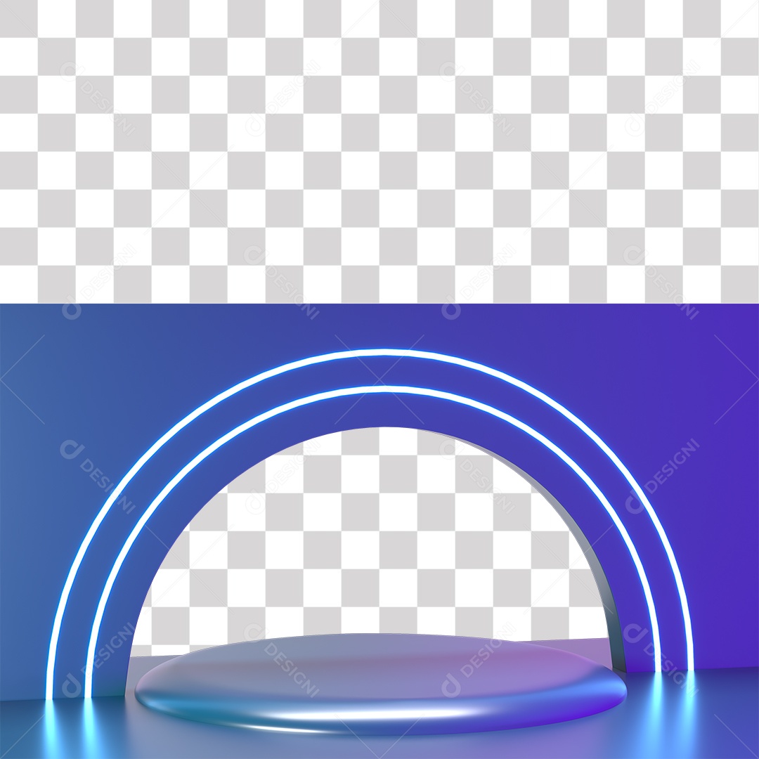 Cenário Azul com Pódio Elemento 3D PNG Transparente