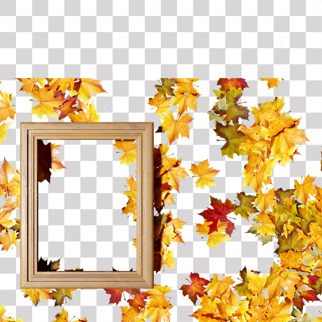 Folhas Amarela Quadro PNG Transparente