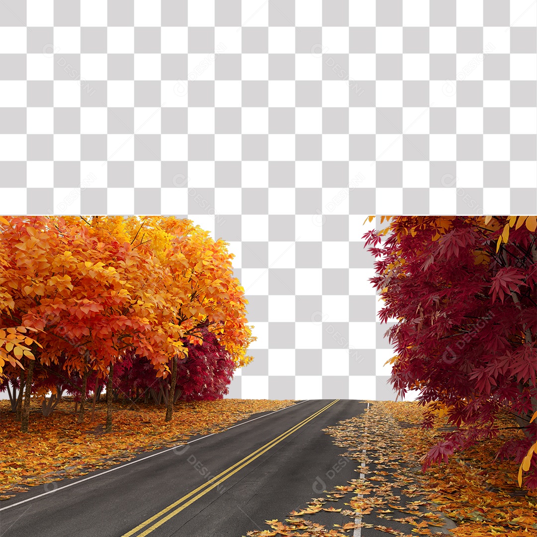 Árvores Amarela Estrada PNG Transparente