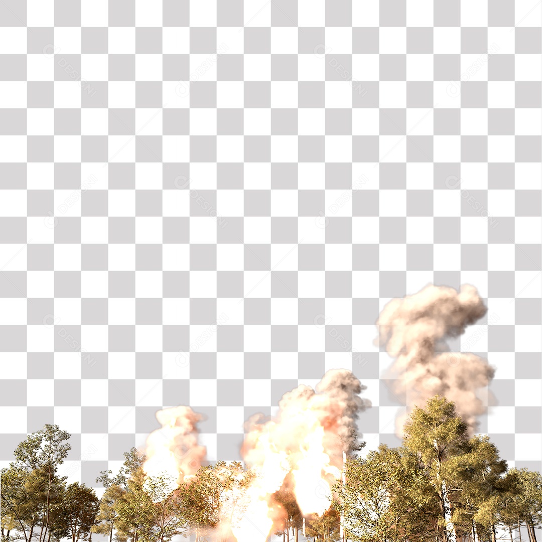 Queimada Árvores Fumaça PNG Transparente