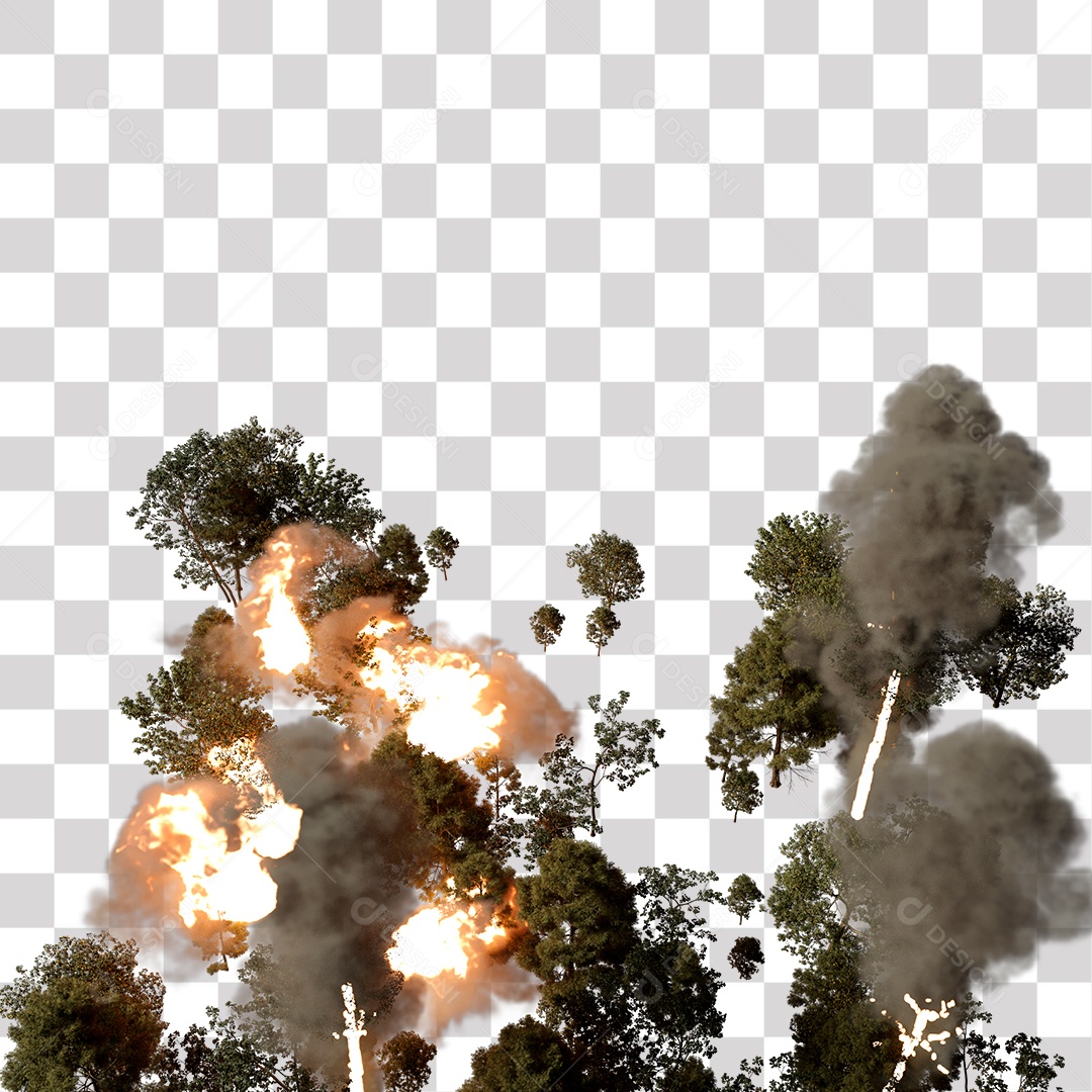 Queimada Árvores Fumaça PNG Transparente