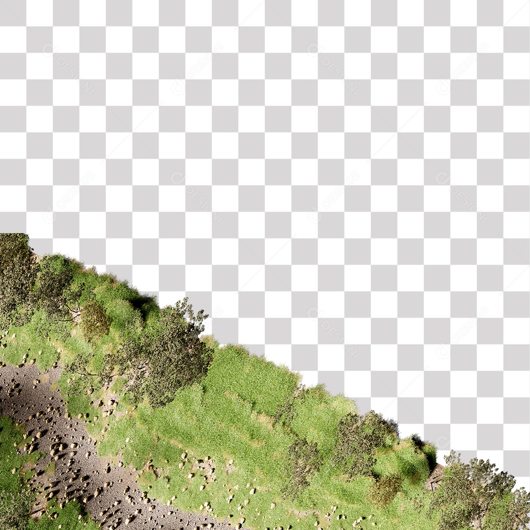Terreno com Grama e Pedras PNG Transparente