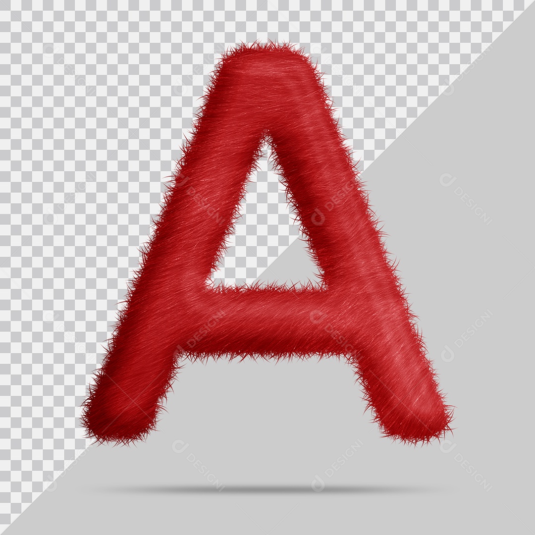 Letra A Maiúscula com pelo Vermelho Ilustração 3D PSD