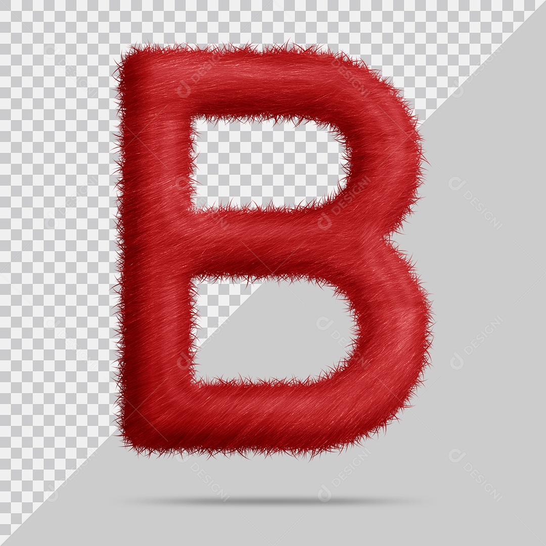 Letra B Maiúscula com pelo Vermelho Ilustração 3D PSD