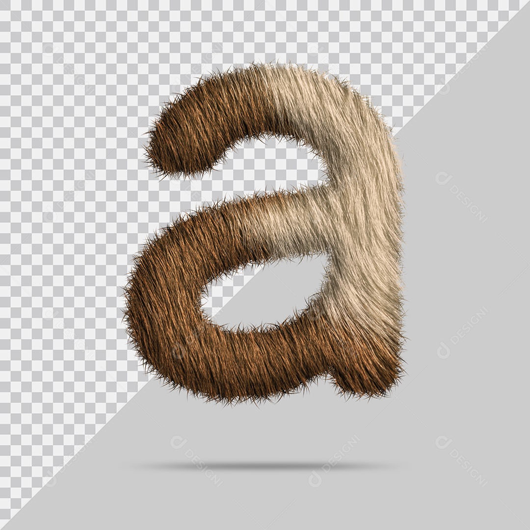 Letra a minúscula com pelo Marom Ilustração 3D PSD