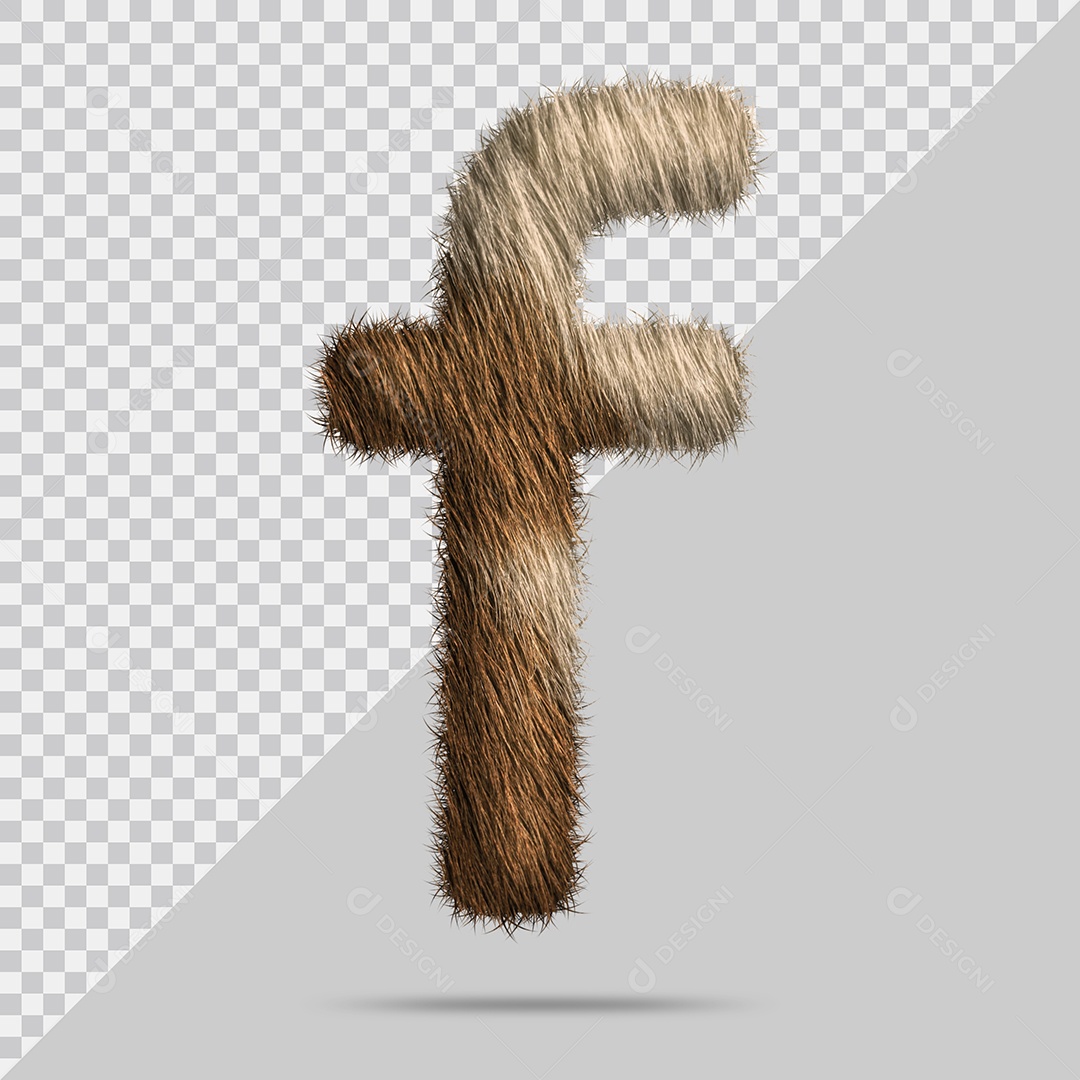 Letra f minúscula com pelo Marom Ilustração 3D PSD