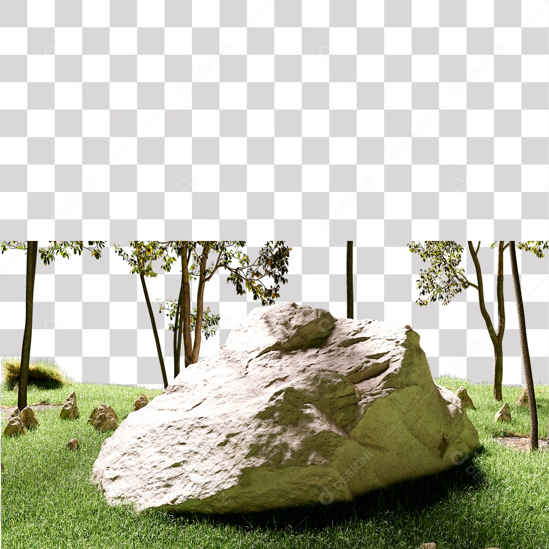 Terreno com Grama e Pedras PNG Transparente