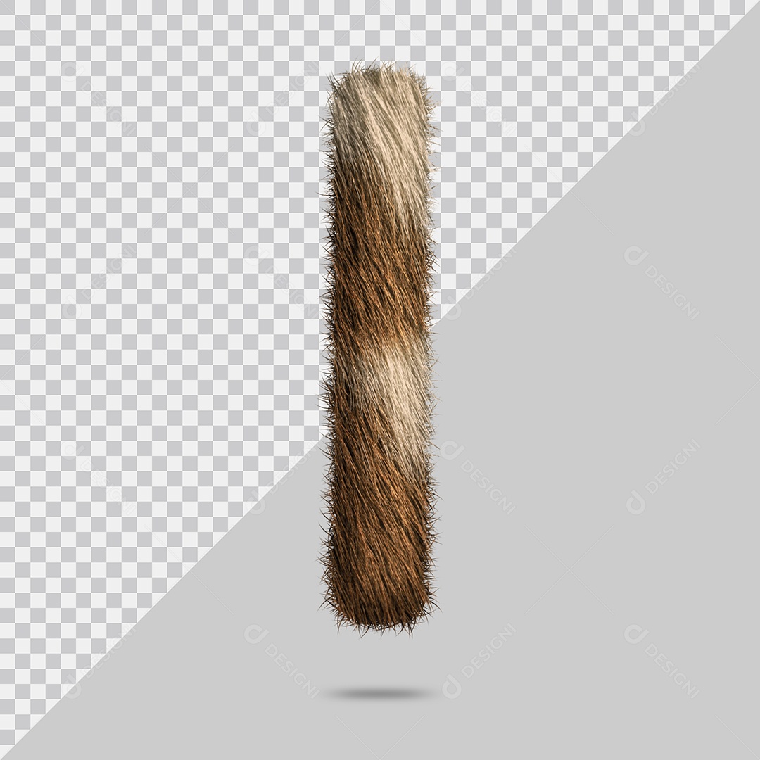 Letra I Maiúscula com pelo Marom Ilustração 3D PSD