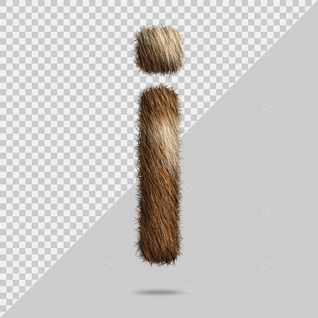 Letra i minúscula com pelo Marom Ilustração 3D PSD