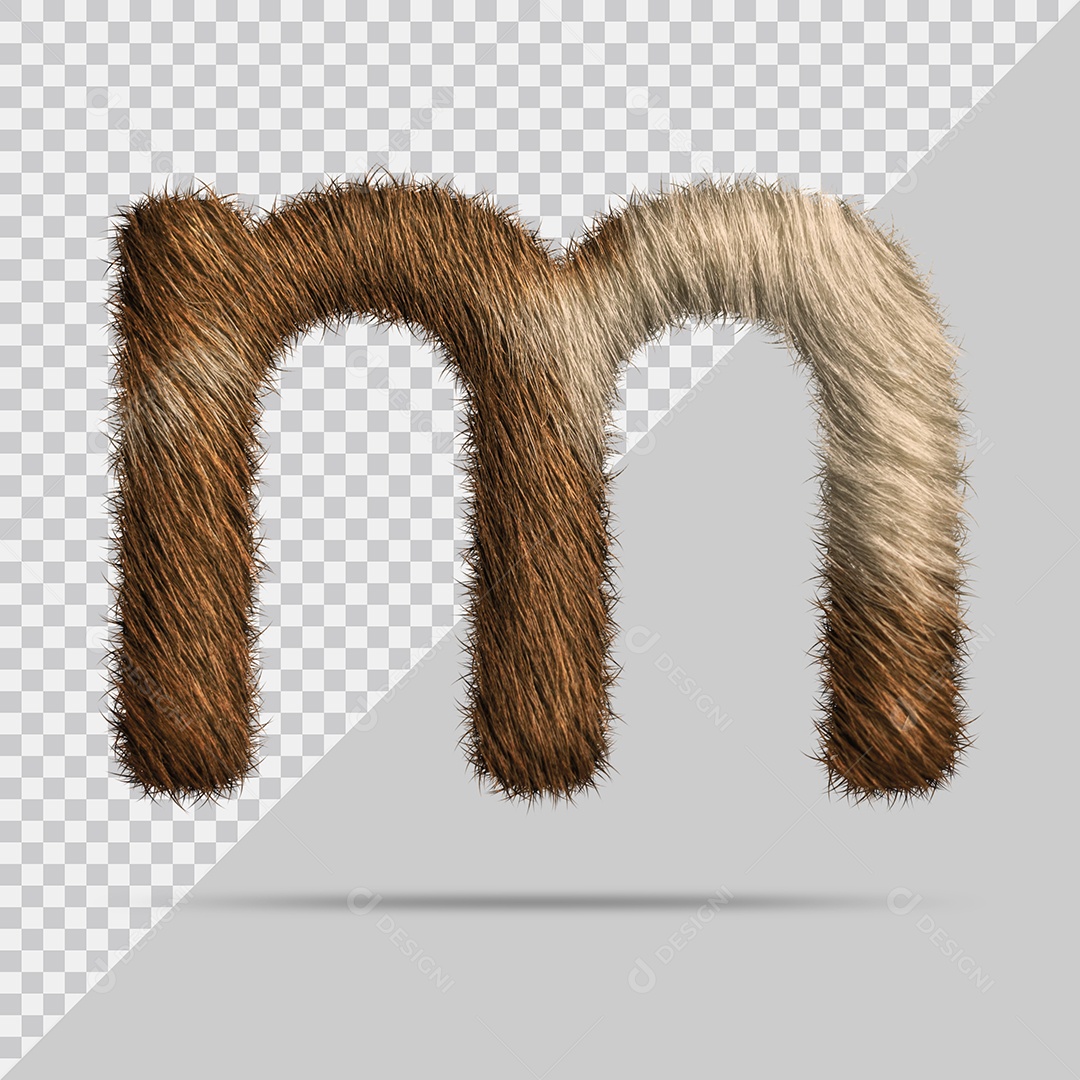 Letra m minúscula com pelo Marom Ilustração 3D PSD