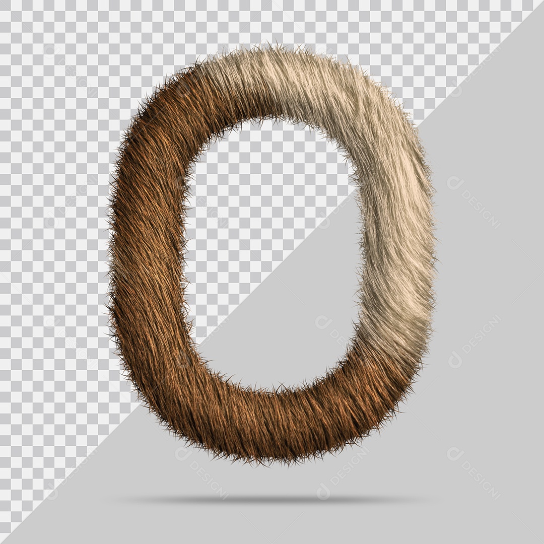 Uppercase Letter O with Brown Fur 3D Illustration PSD