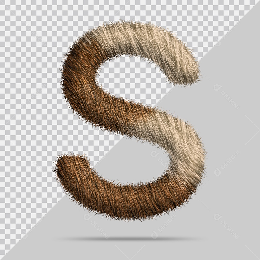 Letra S Maiúscula com pelo Marom Ilustração 3D PSD