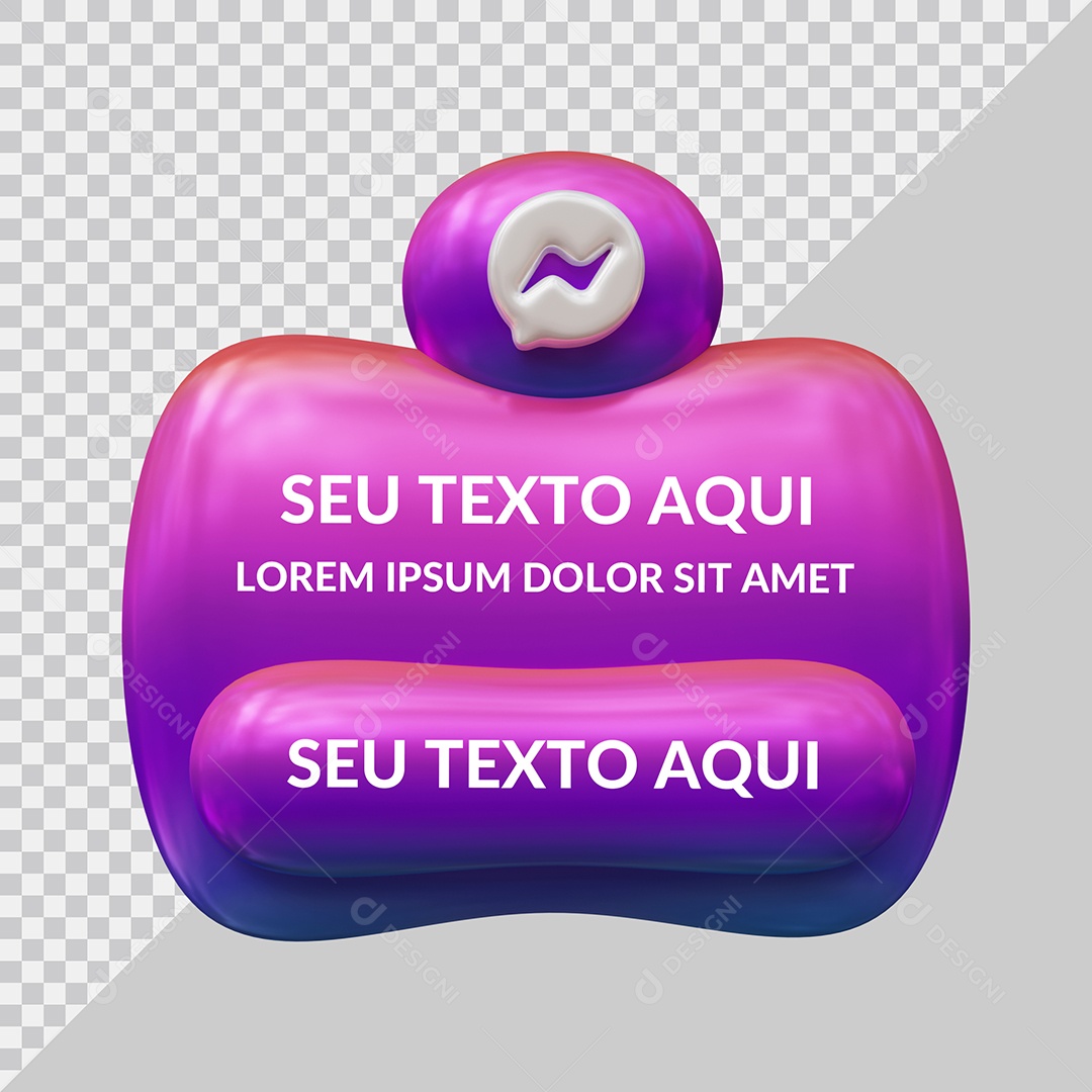 Maquete de Redes Sociais Postagem para Messenger Ilustração 3D