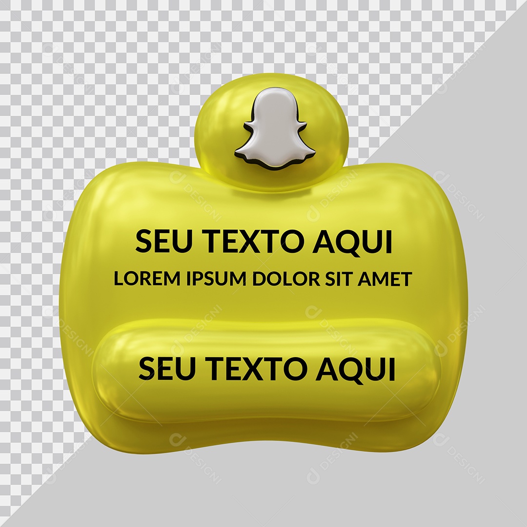 Maquete de Redes Sociais Postagem para Snapchat Ilustração 3D