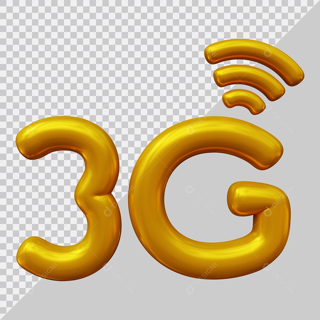 Ícone 3D 3G Dourado Elemento para Composição PSD