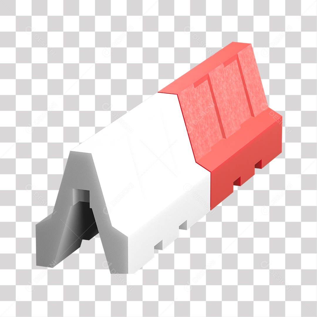 Barreira de Tráfego Branco e Vermelho PNG Transparente
