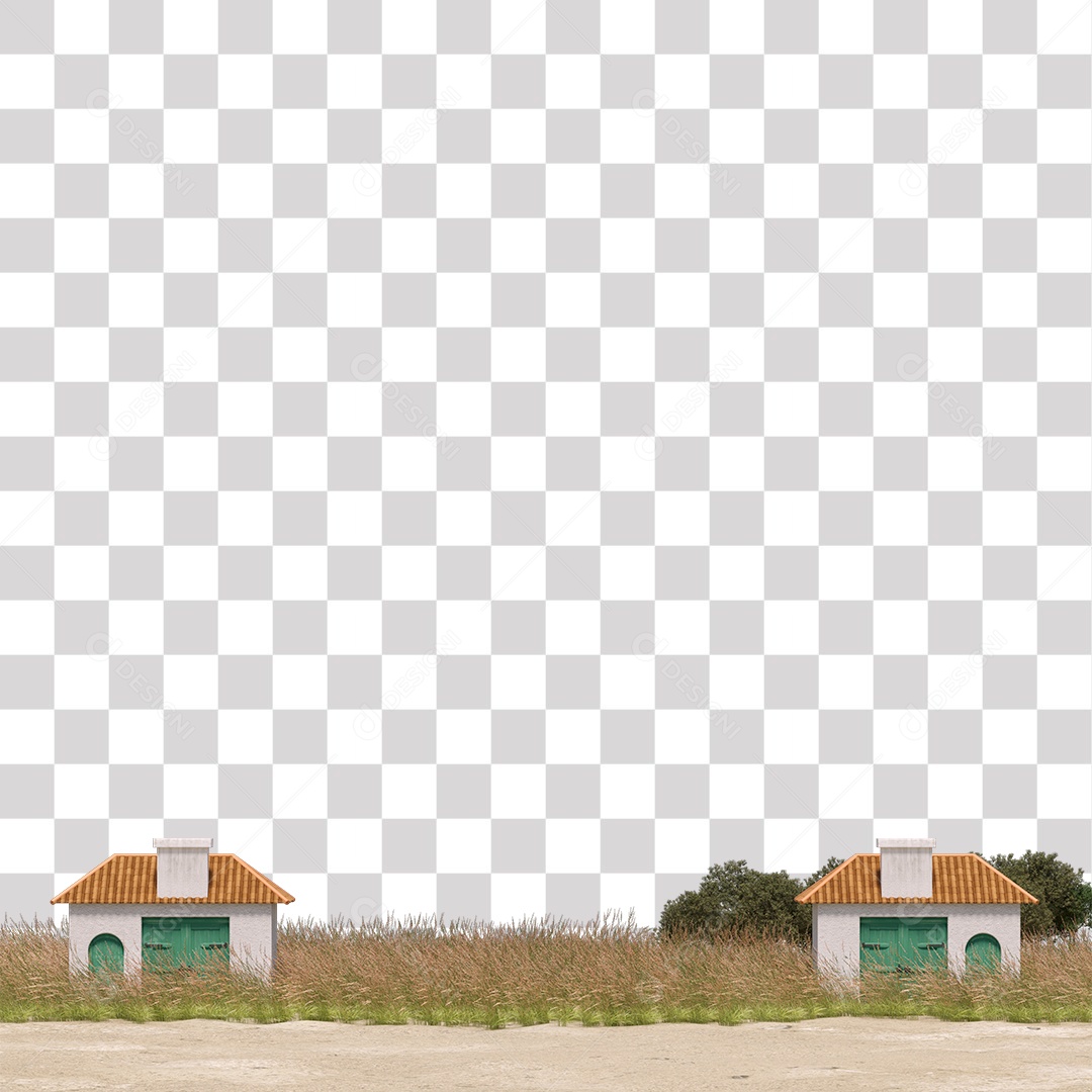 Casas na Beira da Estrada PNG Transparente