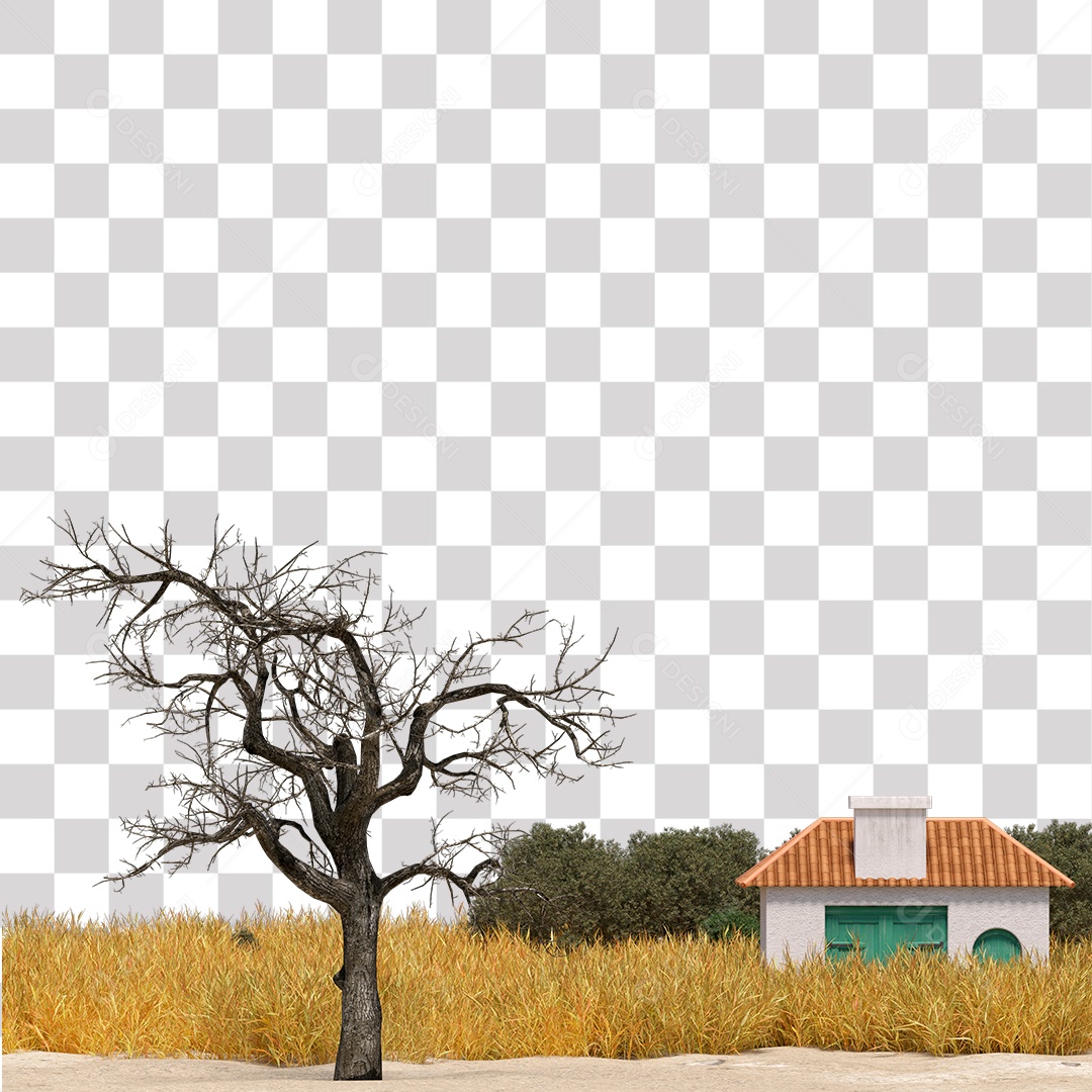 Casa na Beira da Estrada PNG Transparente