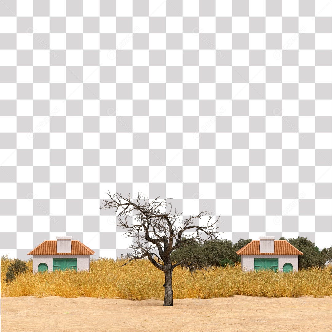 Casas na Beira da Estrada PNG Transparente