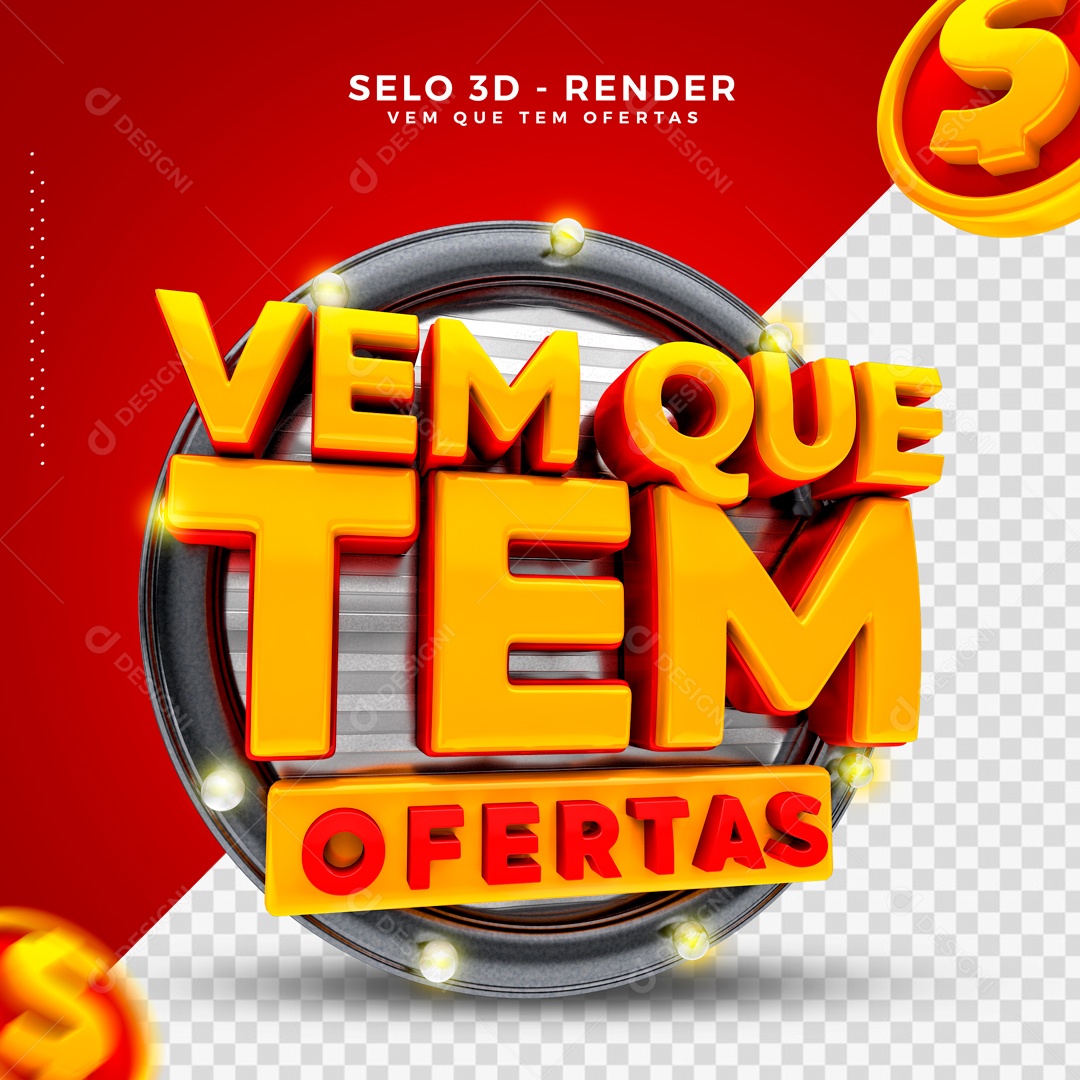 Selo 3D Vem Que Tem Ofertas Supermercados PSD