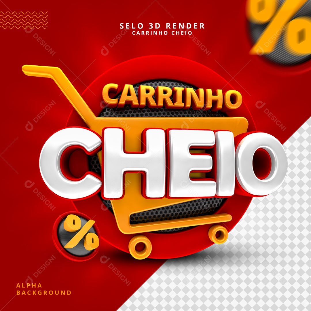 Selo 3D Promoção Carrinho Cheio Promoções PSD