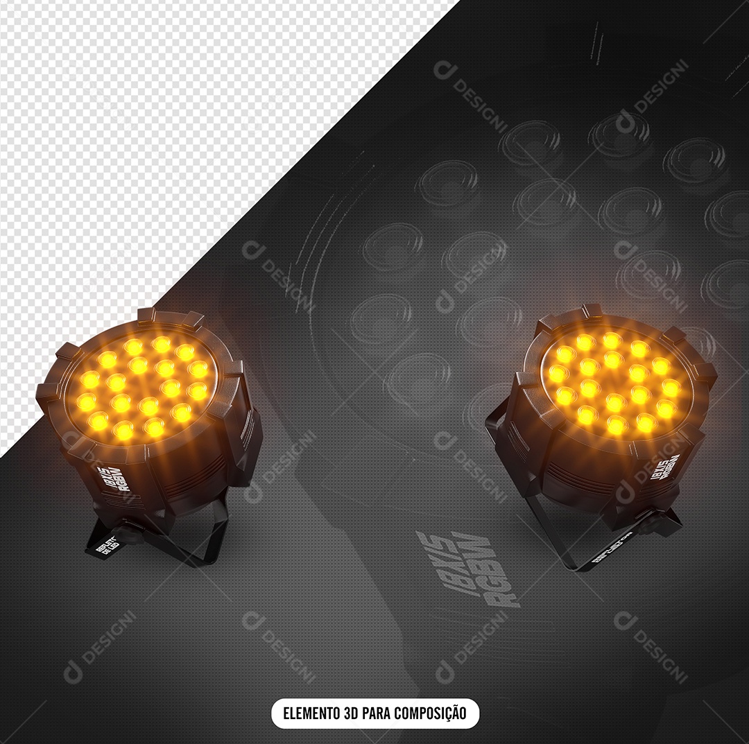 Elemento 3D Para Composição Luzes Amarelas PSD