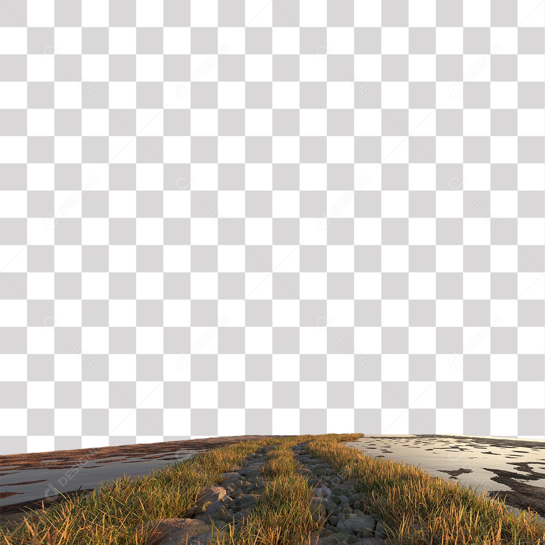 Paisagem de Estrada com Pedras PNG Transparente