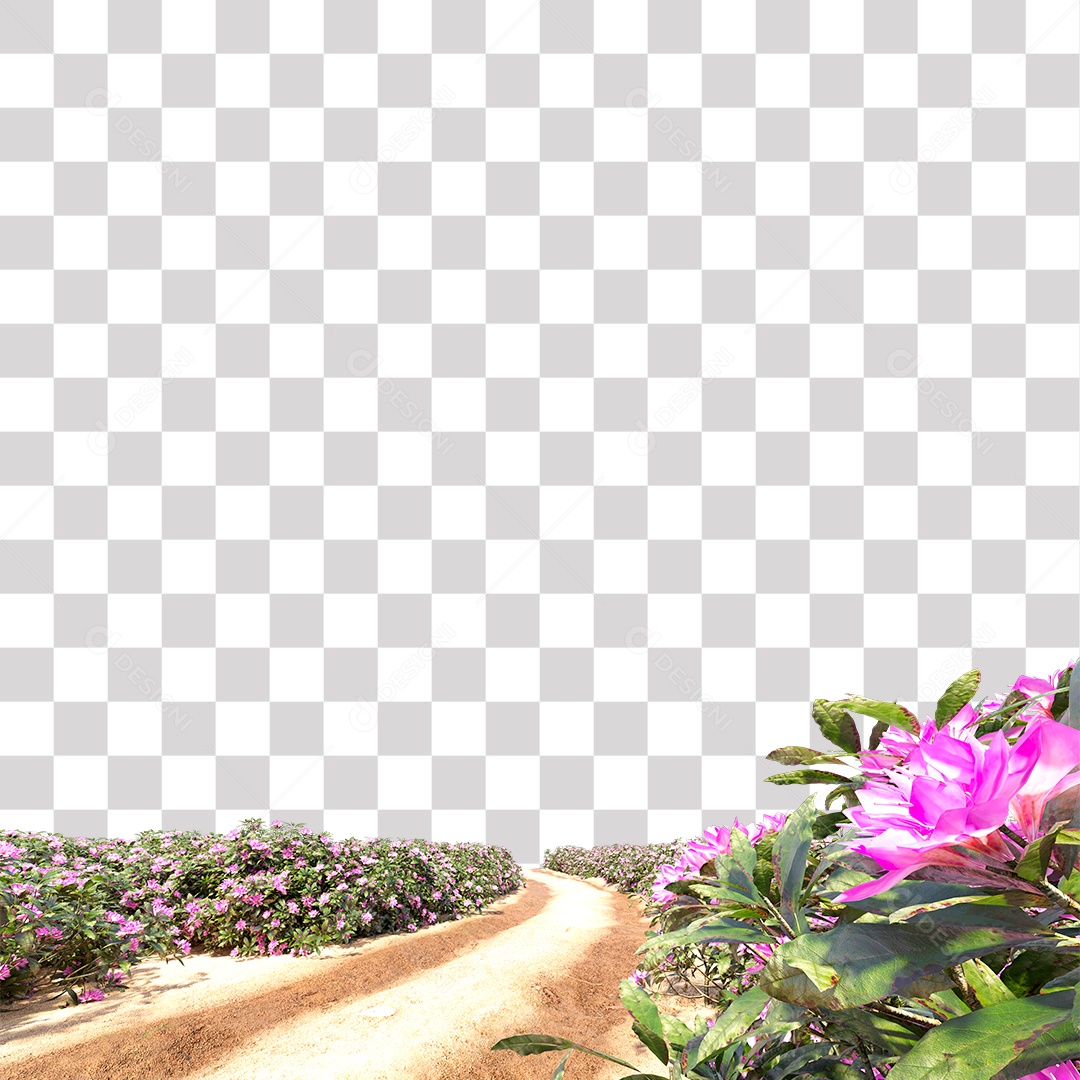 Arbusto de Flores Na Beira da Estrada PNG Transparente