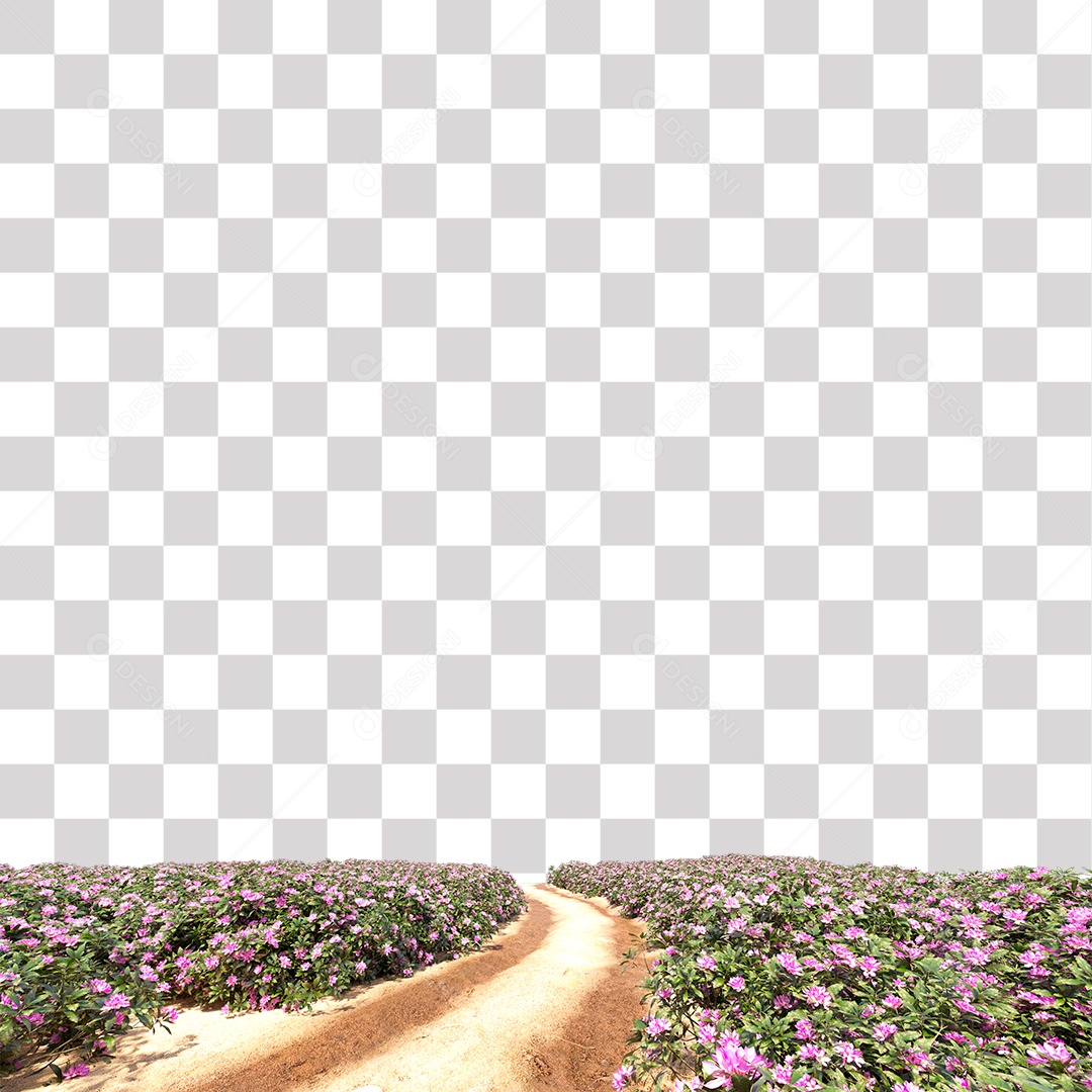 Arbusto de Flores Na Beira da Estrada PNG Transparente