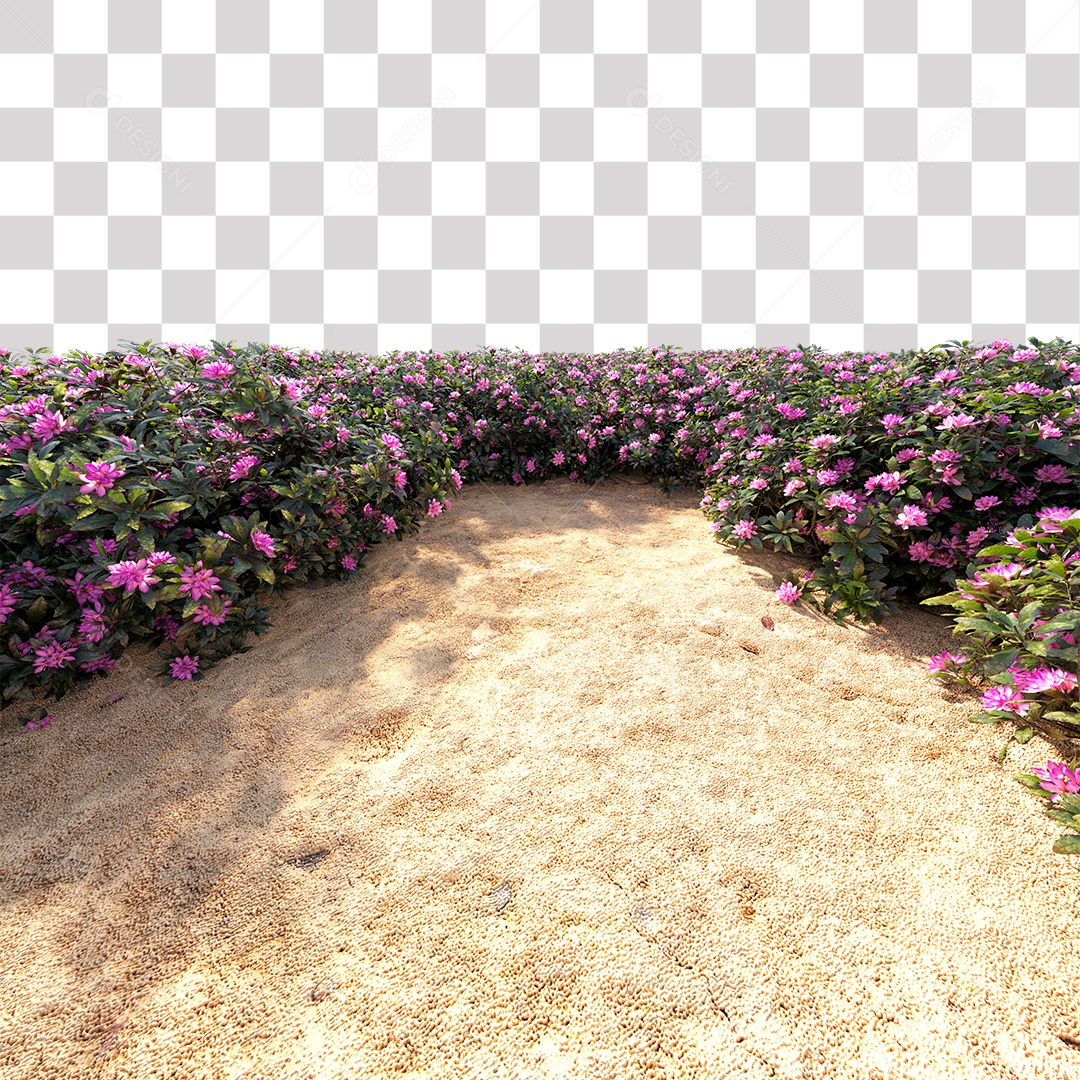 Arbusto de Flores Na Beira da Estrada PNG Transparente