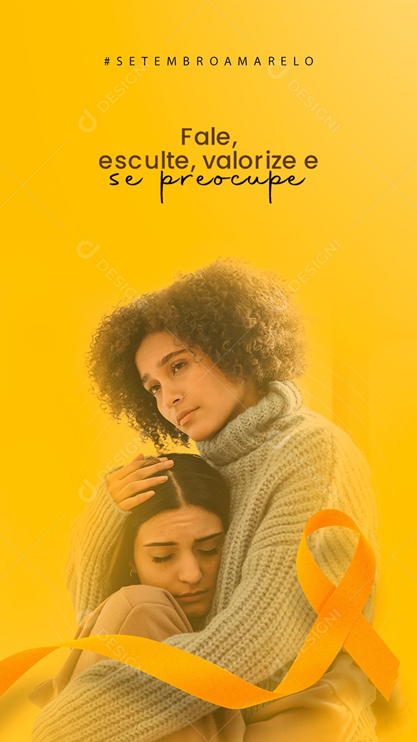 Listen Cherish and Worry September Yellow Social Media Editable PSD