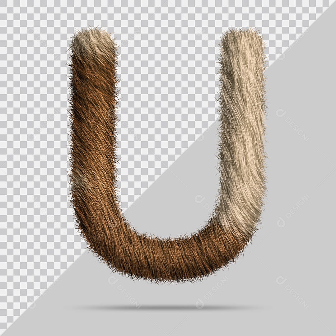 Letra U Maiúscula com pele Ilustração 3D PSD