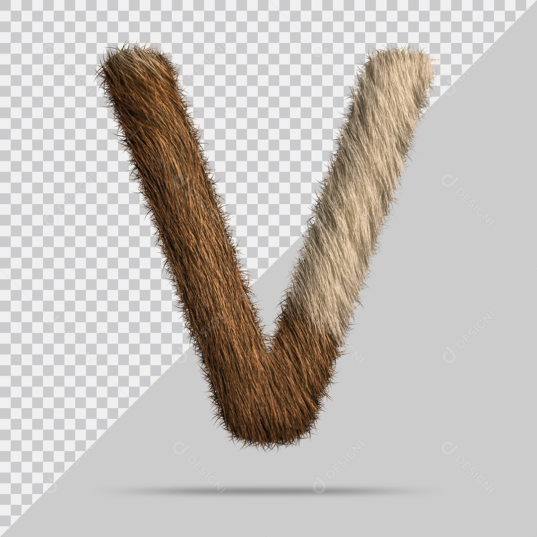 Letra V Maiúscula com pele Ilustração 3D PSD