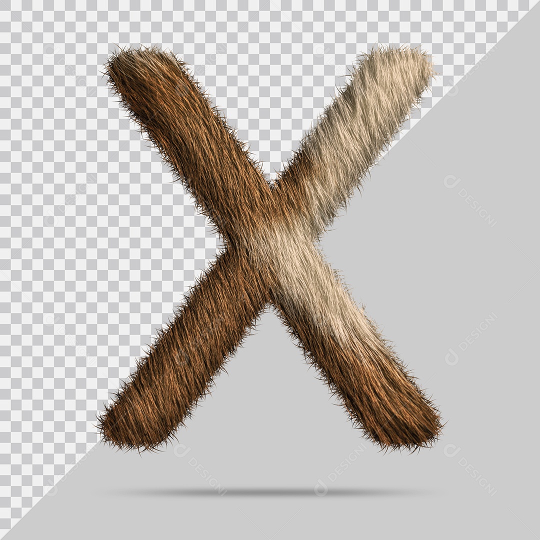 Letra X Maiúscula com pele Ilustração 3D PSD