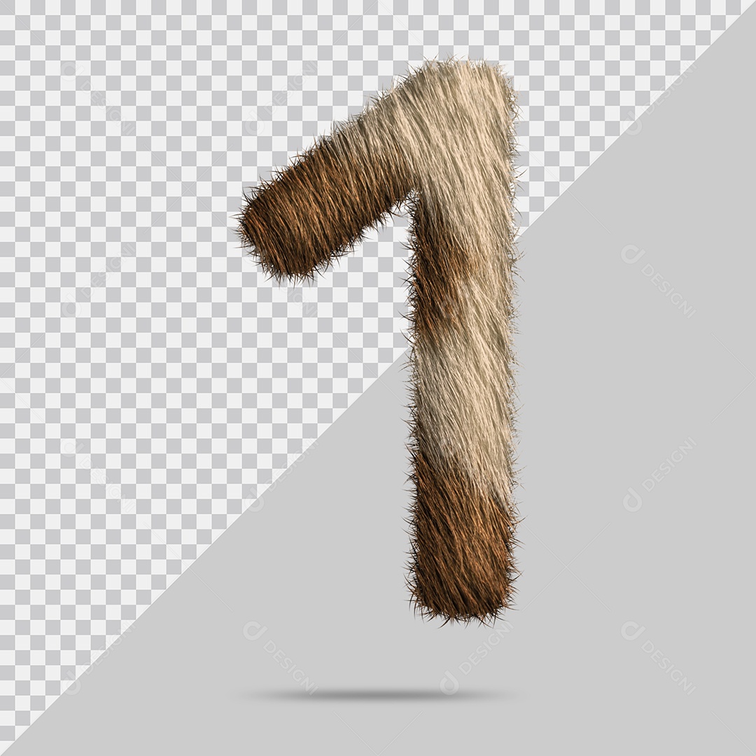 Número 1 com pele ilustração 3D PSD