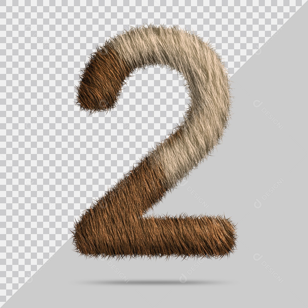 Número 2 com pele ilustração 3D PSD