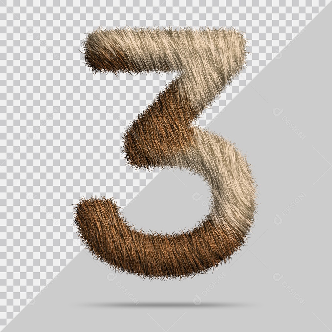 Número 3 com pele ilustração 3D PSD