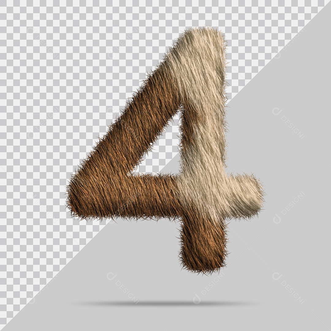 Número 4 com pele ilustração 3D PSD