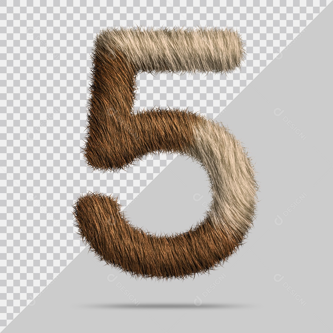 Número 5 com pele ilustração 3D PSD