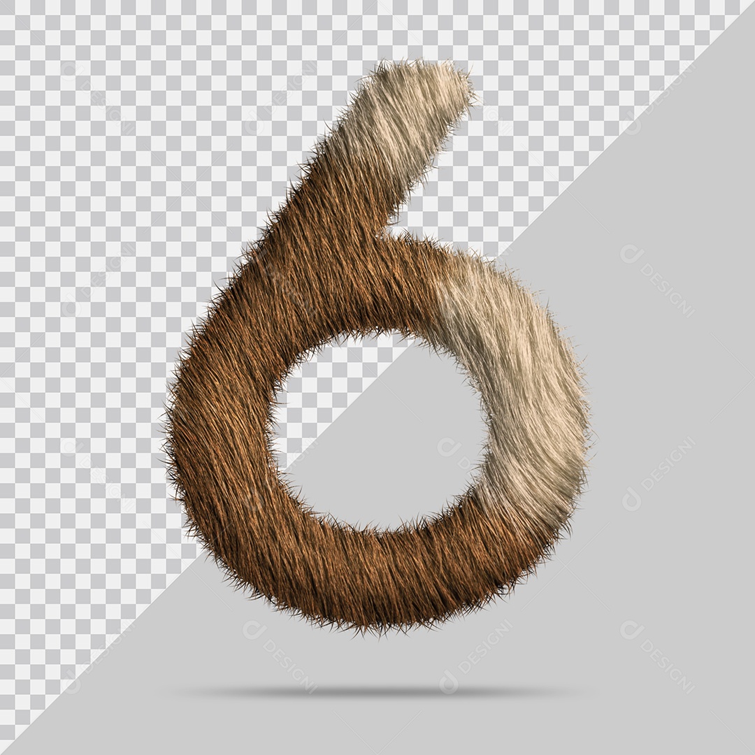 Número 6 com pele ilustração 3D PSD